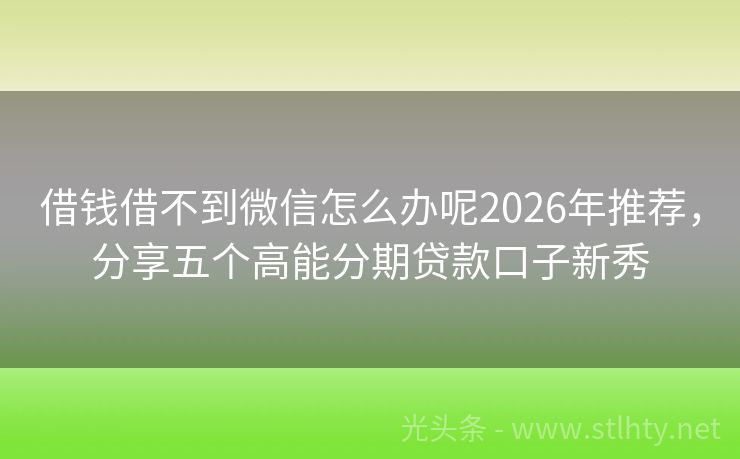 借钱借不到微信怎么办呢2026年推荐，分享五个高能分期贷款口子新秀