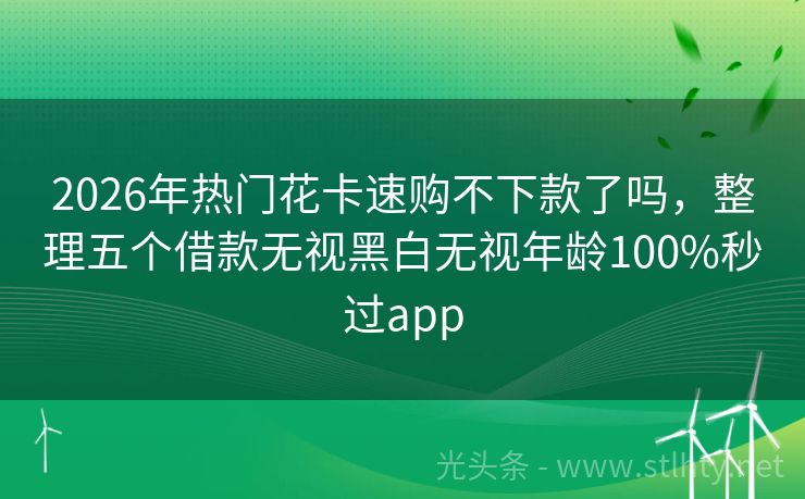 2026年热门花卡速购不下款了吗，整理五个借款无视黑白无视年龄100%秒过app