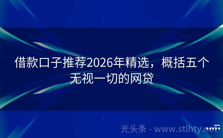 借款口子推荐2026年精选，概括五个无视一切的网贷