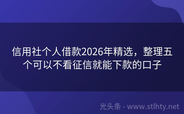 信用社个人借款2026年精选，整理五个可以不看征信就能下款的口子