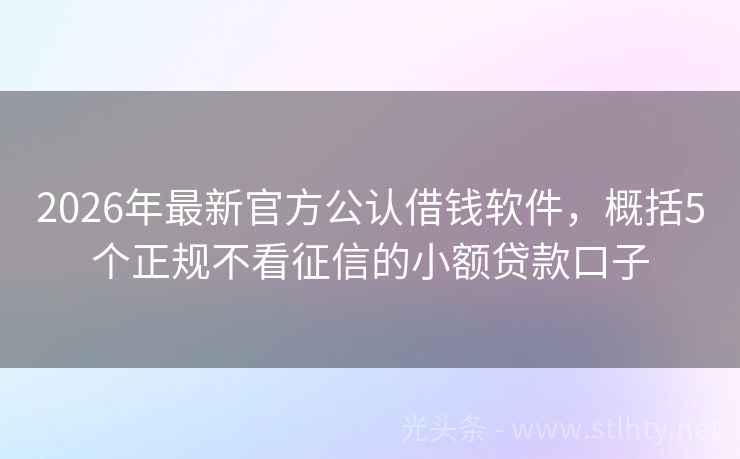 2026年最新官方公认借钱软件，概括5个正规不看征信的小额贷款口子
