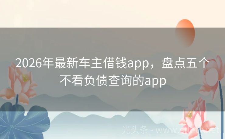 2026年最新车主借钱app，盘点五个不看负债查询的app