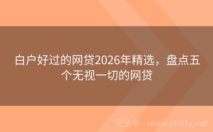 白户好过的网贷2026年精选，盘点五个无视一切的网贷