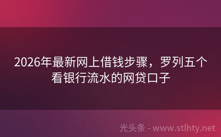 2026年最新网上借钱步骤，罗列五个看银行流水的网贷口子