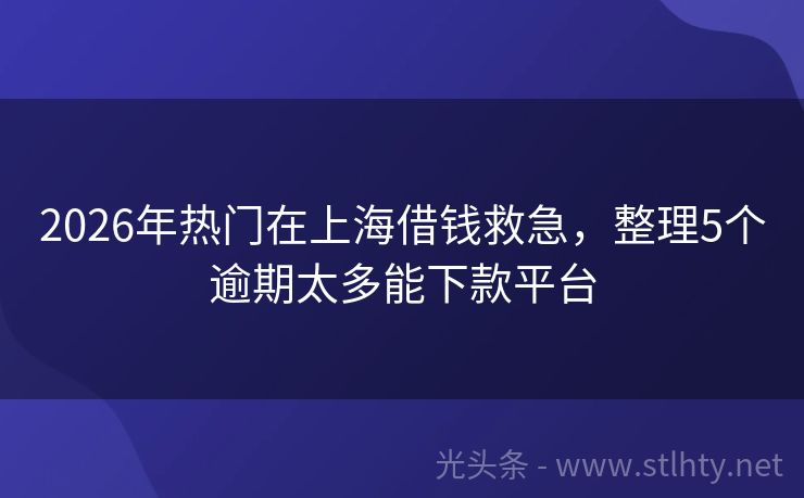 2026年热门在上海借钱救急，整理5个逾期太多能下款平台