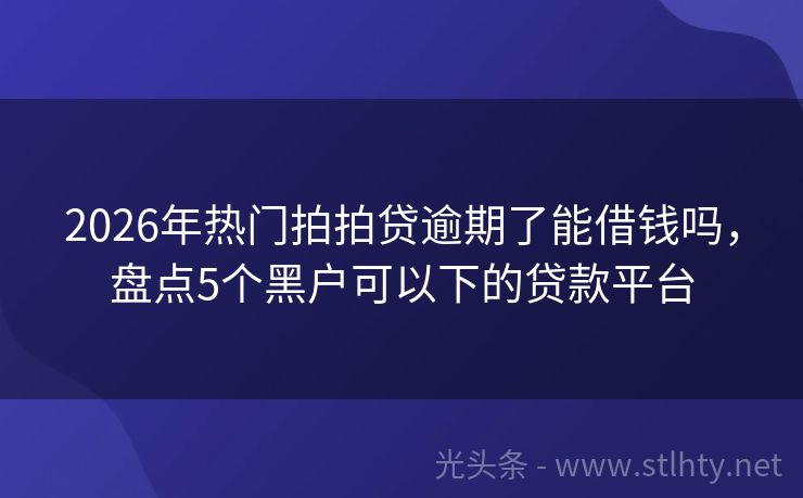 2026年热门拍拍贷逾期了能借钱吗，盘点5个黑户可以下的贷款平台
