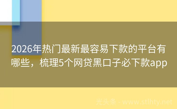 2026年热门最新最容易下款的平台有哪些，梳理5个网贷黑口子必下款app