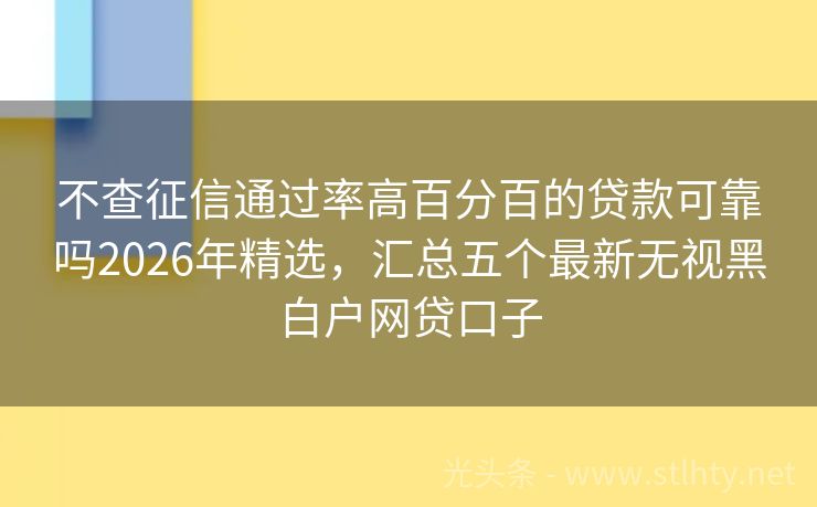 不查征信通过率高百分百的贷款可靠吗2026年精选，汇总五个最新无视黑白户网贷口子