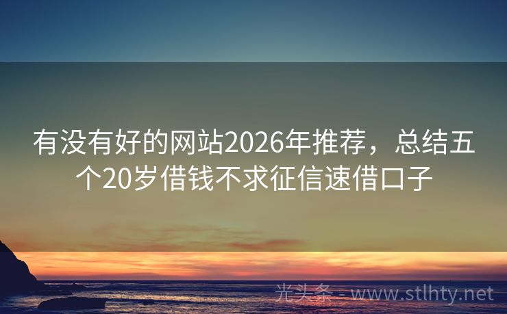 有没有好的网站2026年推荐，总结五个20岁借钱不求征信速借口子