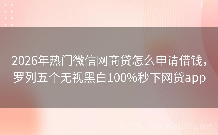 2026年热门微信网商贷怎么申请借钱，罗列五个无视黑白100%秒下网贷app