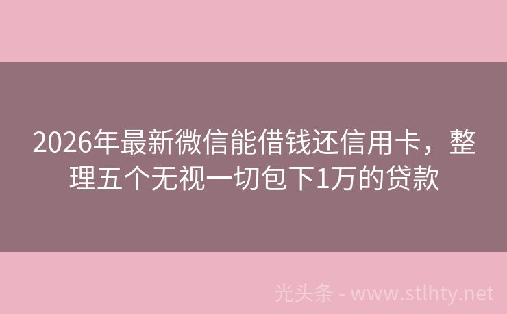 2026年最新微信能借钱还信用卡，整理五个无视一切包下1万的贷款
