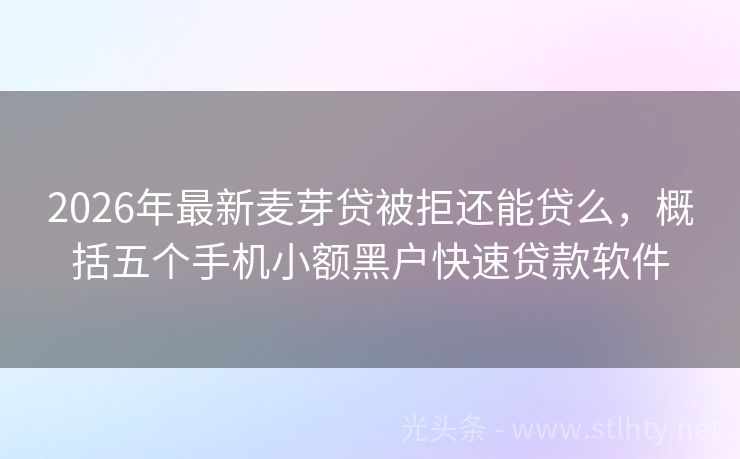 2026年最新麦芽贷被拒还能贷么，概括五个手机小额黑户快速贷款软件