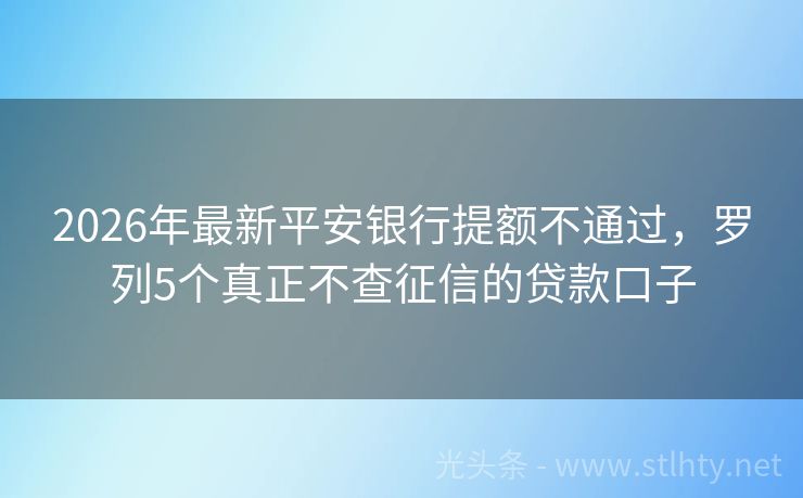 2026年最新平安银行提额不通过，罗列5个真正不查征信的贷款口子