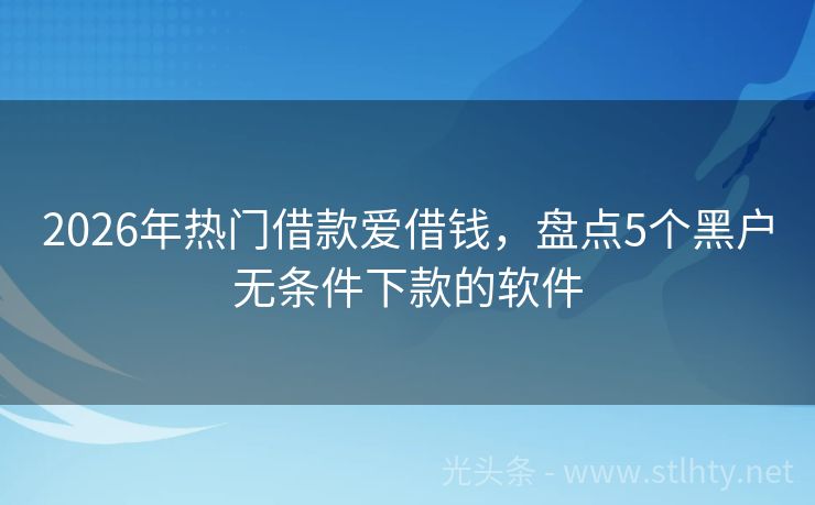 2026年热门借款爱借钱，盘点5个黑户无条件下款的软件