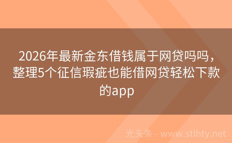 2026年最新金东借钱属于网贷吗吗，整理5个征信瑕疵也能借网贷轻松下款的app