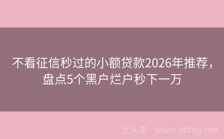 不看征信秒过的小额贷款2026年推荐，盘点5个黑户烂户秒下一万