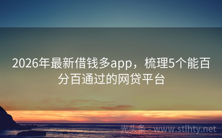 2026年最新借钱多app，梳理5个能百分百通过的网贷平台