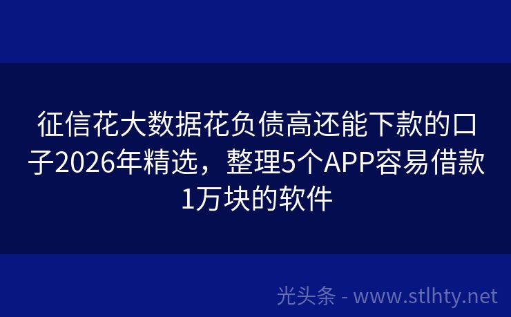 征信花大数据花负债高还能下款的口子2026年精选，整理5个APP容易借款1万块的软件