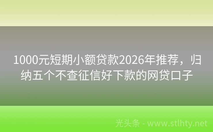 1000元短期小额贷款2026年推荐，归纳五个不查征信好下款的网贷口子