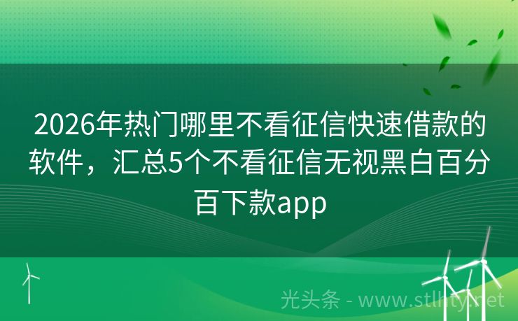 2026年热门哪里不看征信快速借款的软件，汇总5个不看征信无视黑白百分百下款app