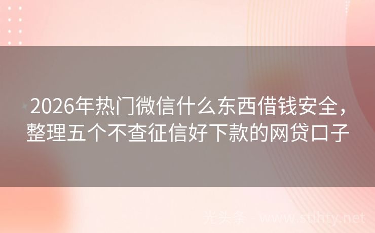 2026年热门微信什么东西借钱安全，整理五个不查征信好下款的网贷口子