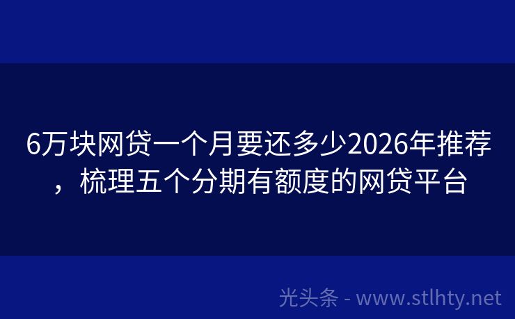 6万块网贷一个月要还多少2026年推荐，梳理五个分期有额度的网贷平台
