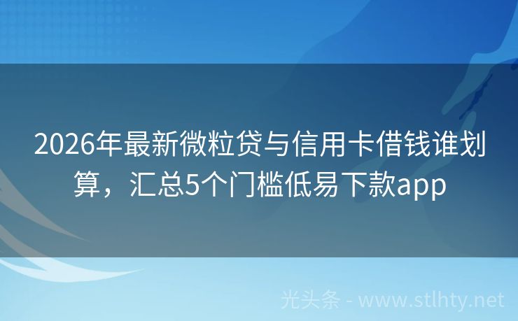 2026年最新微粒贷与信用卡借钱谁划算，汇总5个门槛低易下款app