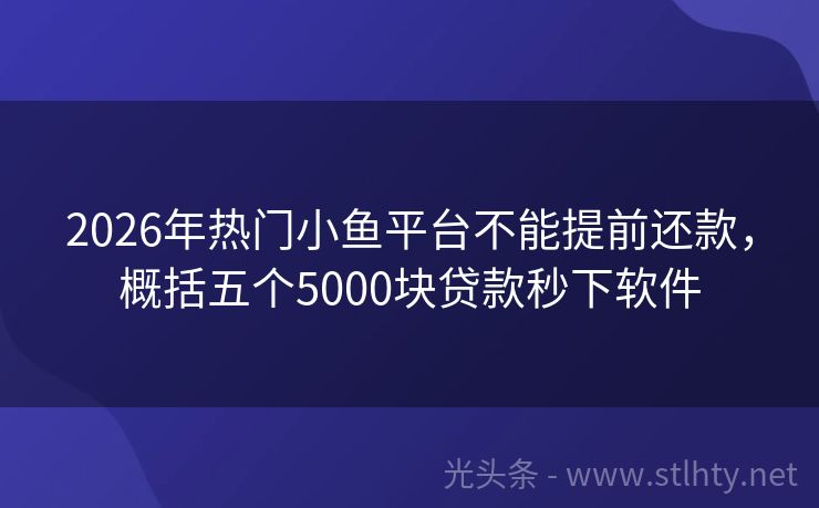 2026年热门小鱼平台不能提前还款，概括五个5000块贷款秒下软件