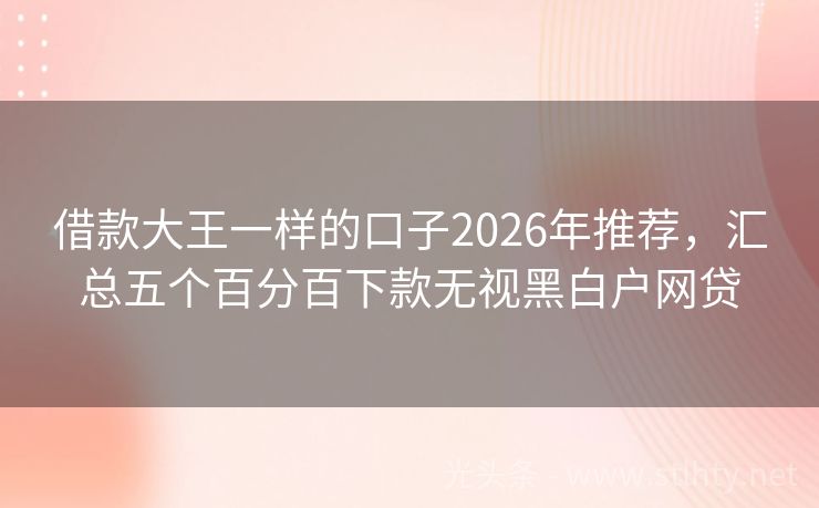 借款大王一样的口子2026年推荐，汇总五个百分百下款无视黑白户网贷