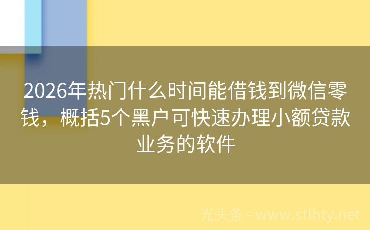 2026年热门什么时间能借钱到微信零钱，概括5个黑户可快速办理小额贷款业务的软件