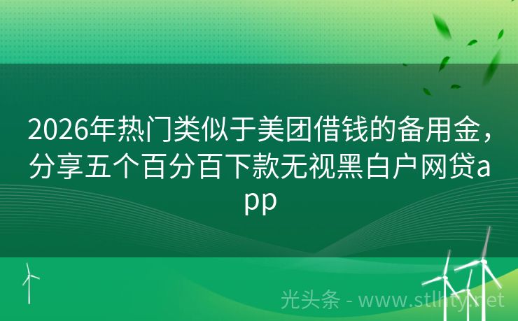 2026年热门类似于美团借钱的备用金，分享五个百分百下款无视黑白户网贷app