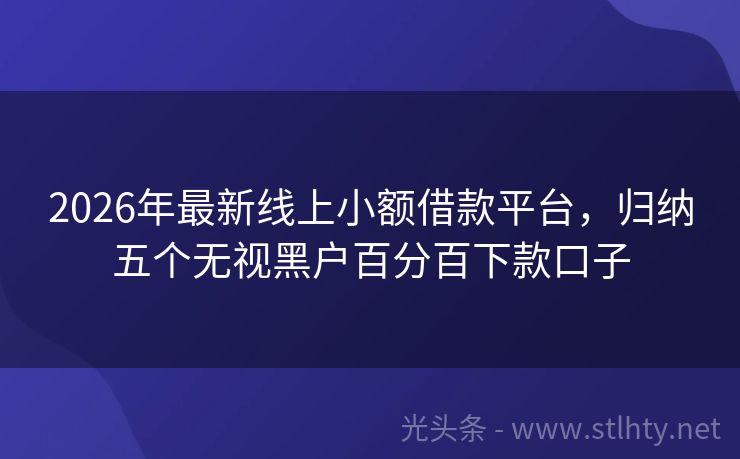 2026年最新线上小额借款平台，归纳五个无视黑户百分百下款口子