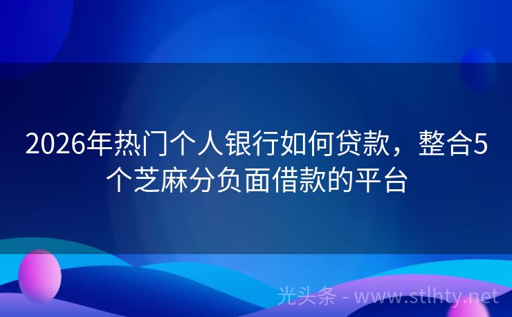 2026年热门个人银行如何贷款，整合5个芝麻分负面借款的平台