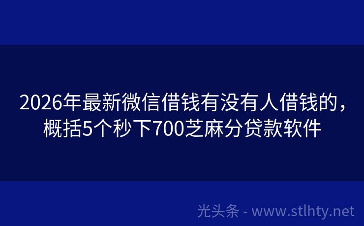 2026年最新微信借钱有没有人借钱的,概括5个秒下700芝麻分贷款软件