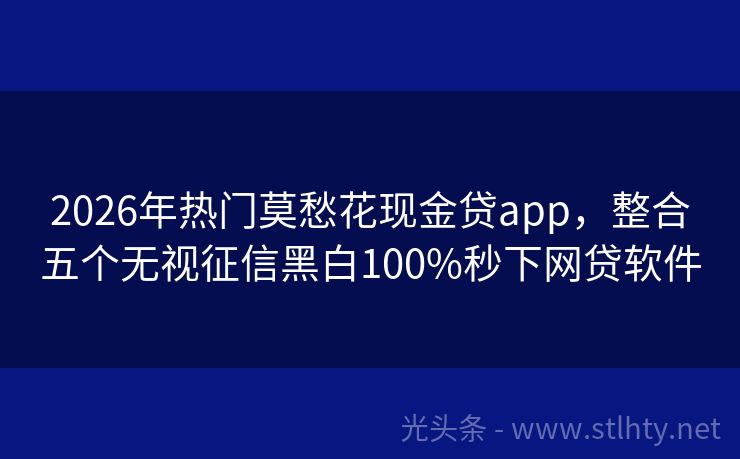 2026年热门莫愁花现金贷app，整合五个无视征信黑白100%秒下网贷软件