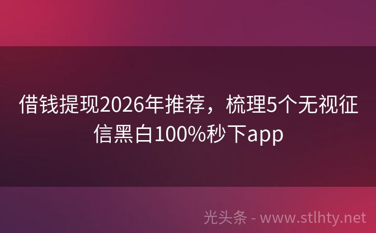 借钱提现2026年推荐，梳理5个无视征信黑白100%秒下app