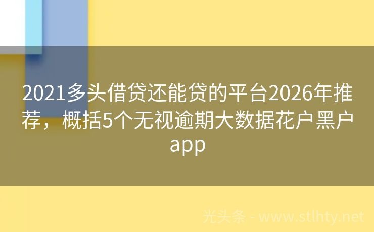 2021多头借贷还能贷的平台2026年推荐，概括5个无视逾期大数据花户黑户app