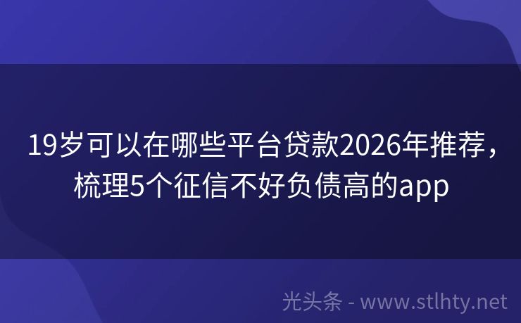 19岁可以在哪些平台贷款2026年推荐，梳理5个征信不好负债高的app