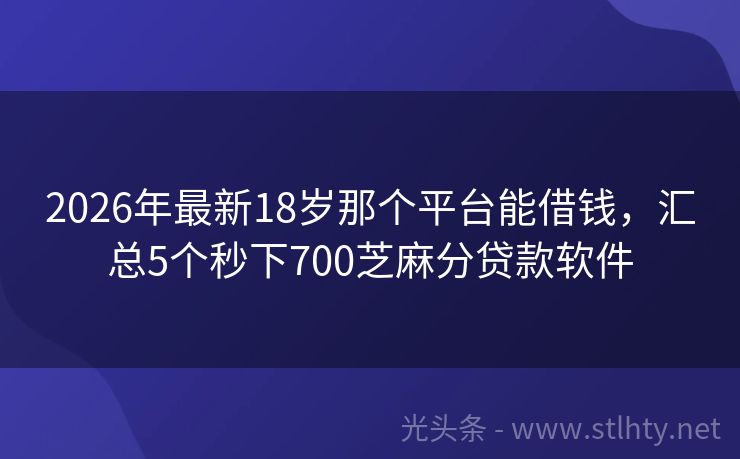 2026年最新18岁那个平台能借钱，汇总5个秒下700芝麻分贷款软件