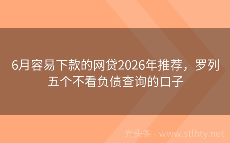 6月容易下款的网贷2026年推荐，罗列五个不看负债查询的口子