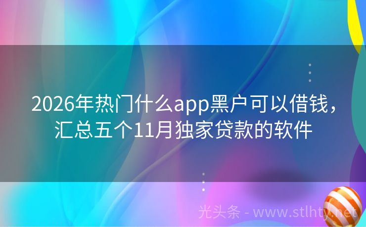 2026年热门什么app黑户可以借钱，汇总五个11月独家贷款的软件