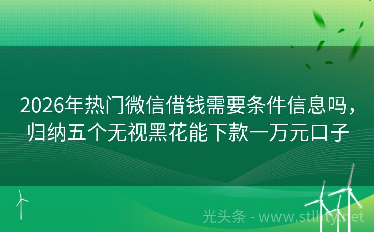 2026年热门微信借钱需要条件信息吗，归纳五个无视黑花能下款一万元口子