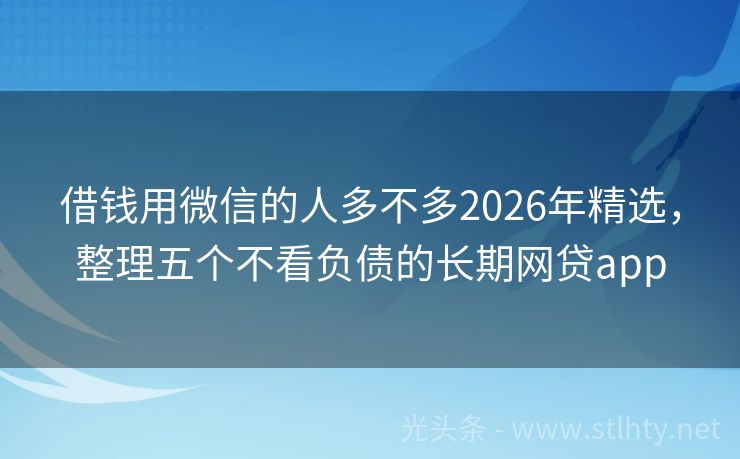 借钱用微信的人多不多2026年精选，整理五个不看负债的长期网贷app