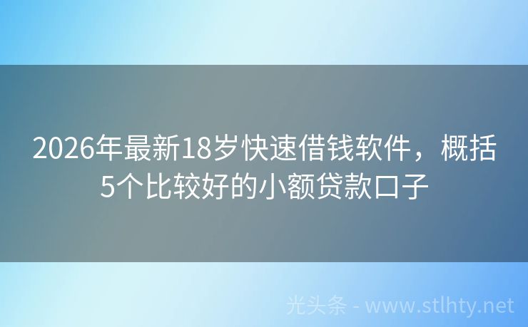 2026年最新18岁快速借钱软件，概括5个比较好的小额贷款口子