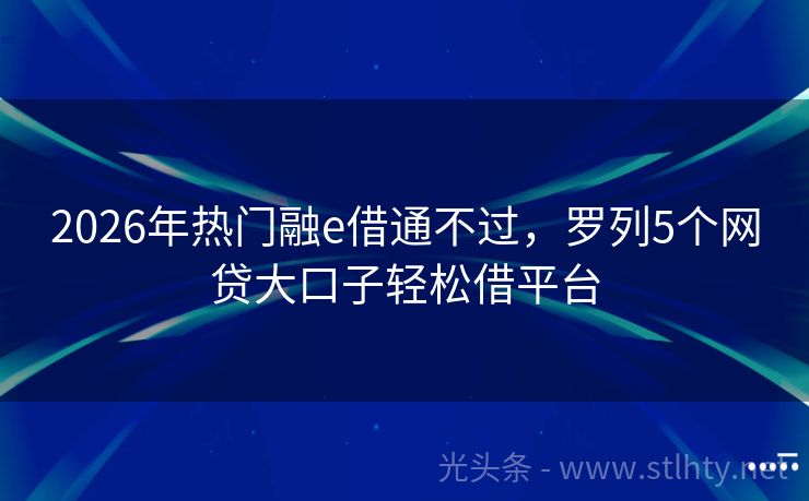 2026年热门融e借通不过，罗列5个网贷大口子轻松借平台