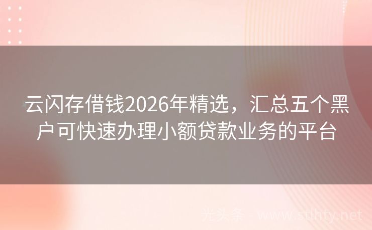 云闪存借钱2026年精选，汇总五个黑户可快速办理小额贷款业务的平台
