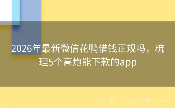 2026年最新微信花鸭借钱正规吗，梳理5个高炮能下款的app