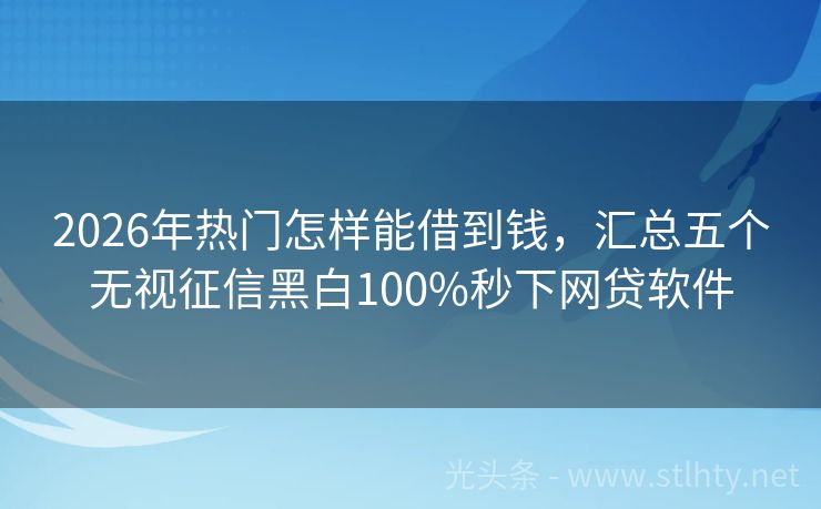 2026年热门怎样能借到钱，汇总五个无视征信黑白100%秒下网贷软件