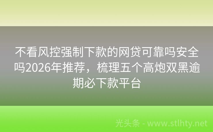 不看风控强制下款的网贷可靠吗安全吗2026年推荐，梳理五个高炮双黑逾期必下款平台