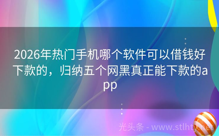2026年热门手机哪个软件可以借钱好下款的，归纳五个网黑真正能下款的app